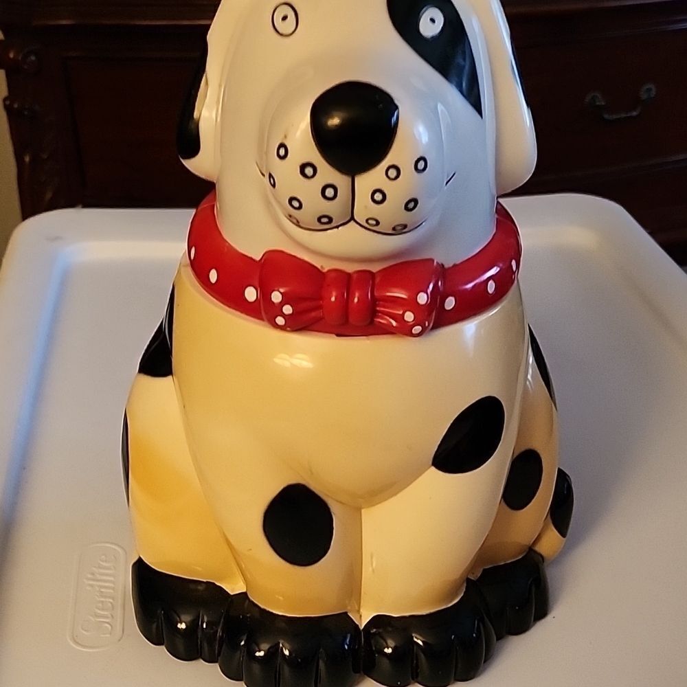 Dog Treat Jar with Red Bow